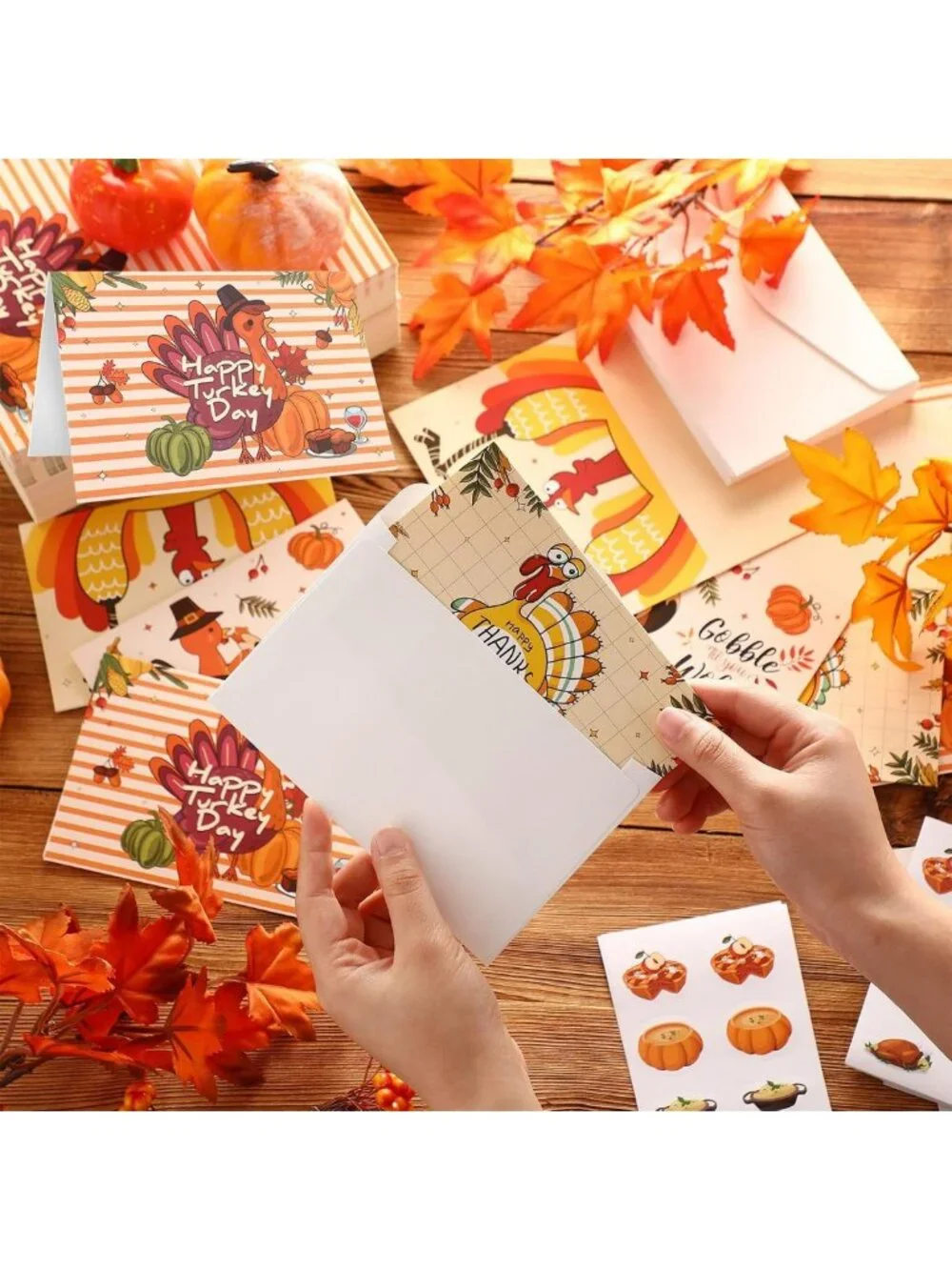 Funny Thanksgiving Greeting Cards Set - 240 Assorted Gobble Cards with Envelopes